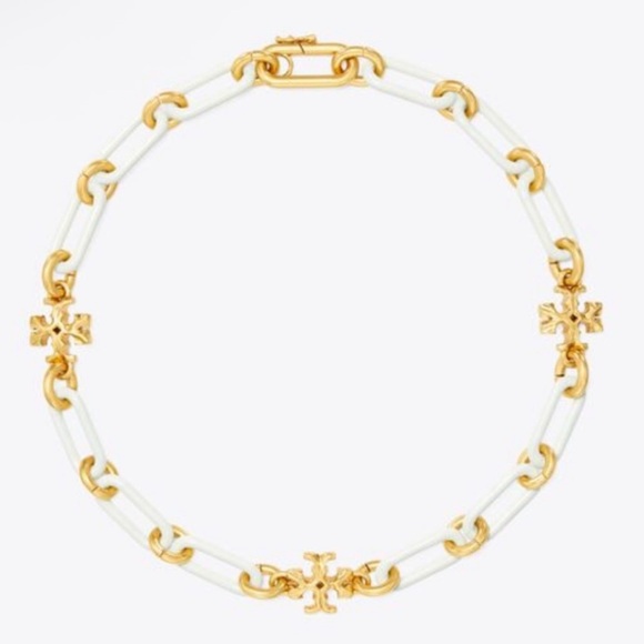 Tory Burch Jewelry - Tory Burch "Roxanne Chain Short" Necklace in Rolled Tory Gold / New Ivory|NEW